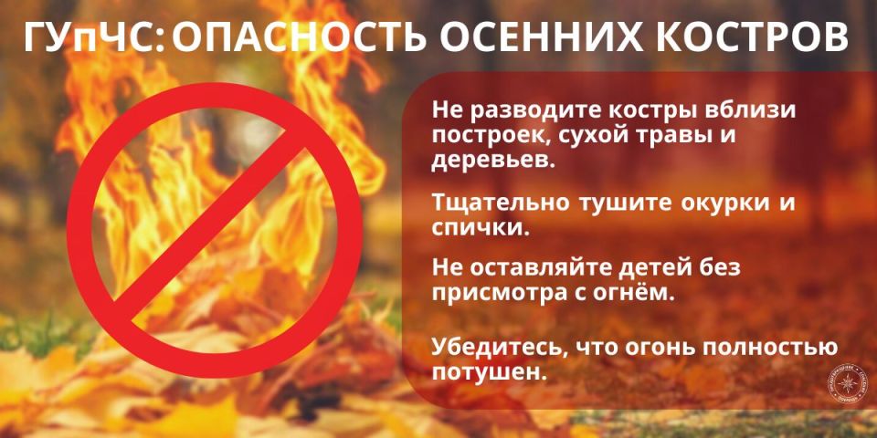 ГУпЧС напоминает, чем опасны осенние костры