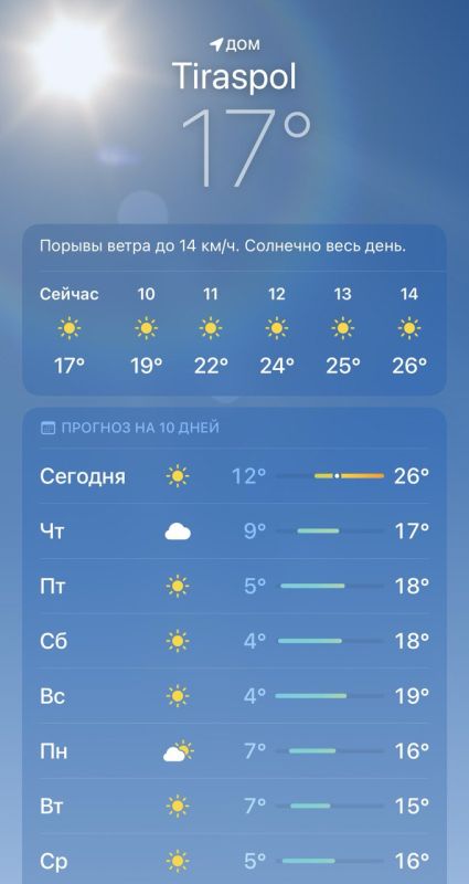 Холодная погода придёт в Приднестровье завтра