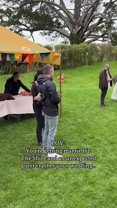 Актёр Элайджа Вуд, знаменитый по роли Фродо Бэггинса в трилогии «Властелин колец», сделал подарок поклонникам – неожиданно появился на их свадьбе в стиле фантазийной саги
