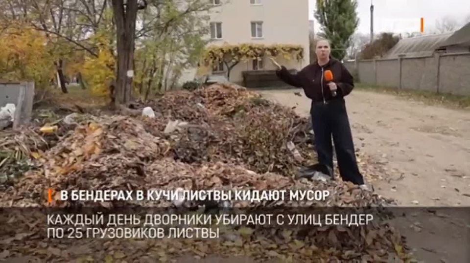 Бендерчане начали выбрасывать мусор в кучи листвы, мешая работать коммунальщикам