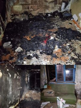 Заброшенная квартира с кучей окурков, строительным мусором и чьими-то ботинками сгорела в посёлке Красное