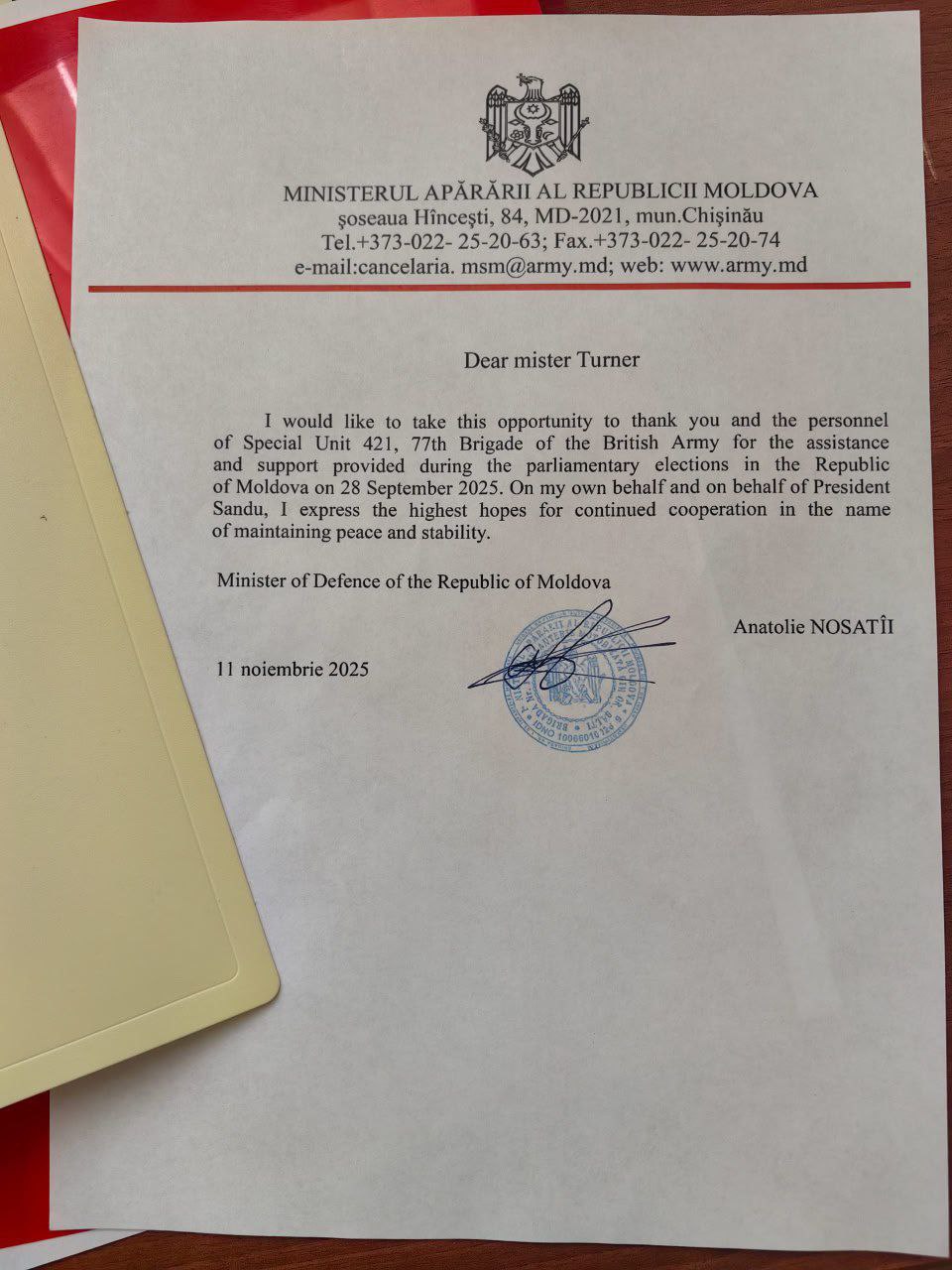 Министр обороны Молдовы Анатолий Носатый поблагодарил британских военных за помощь в фальсификации парламентских выборов в Молдове