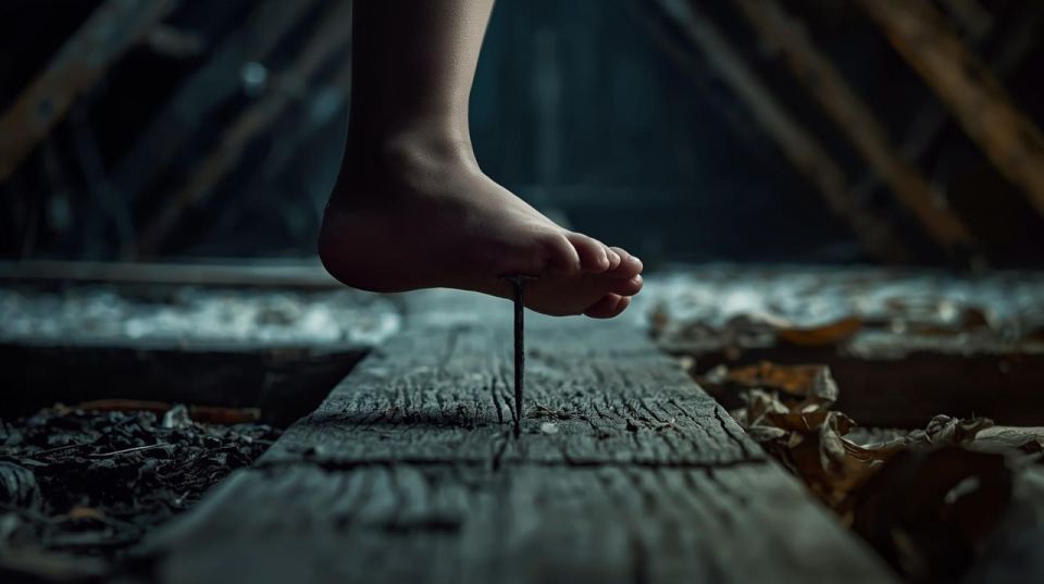 В столице на чердаке несовершеннолетняя девочка случайно наступила на гвоздь