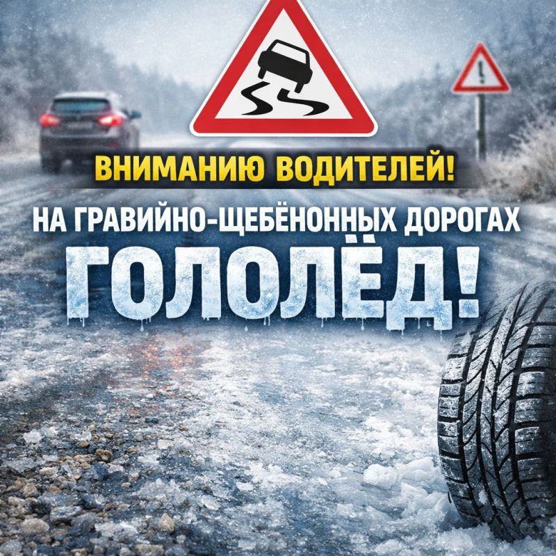 Внимание!. На гравийно-щебёночных дорогах сёл Константиновка, Грушка, Фрунзовка, Окница и Кузьмин, Ротар — сильный гололёд, особенно на спусках