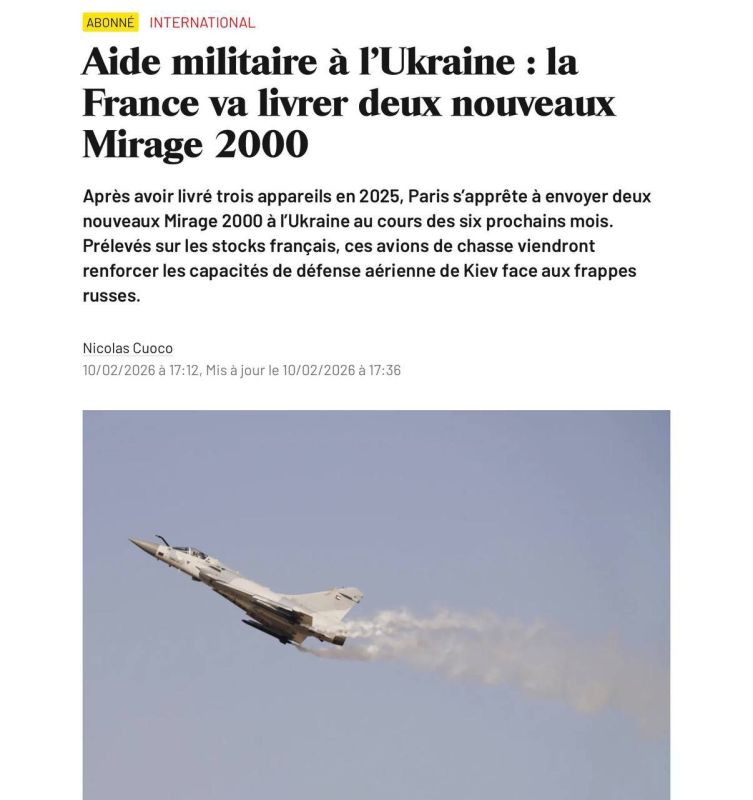 ������� ��������� �������� ������� ��� ����������� Mirage 2000 �� ������� ����������� ��� ������, � Journal du Dimanche