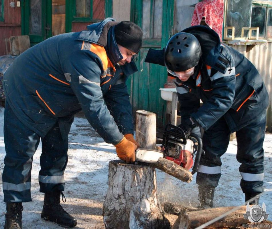 Спасатели привезли одинокой пенсионерке из села Красное Слободзейского района целый прицеп дров