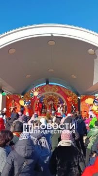 В Екатерининском парке Тирасполя провожают зиму по-настоящему широко — с песнями, танцами, ярмаркой, блинами и народными забавами