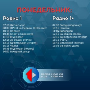 ПОНЕДЕЛЬНИК — СЕГОДНЯ В ЭФИРЕ! На Радио 1 и Радио 1+ Не пропустите!