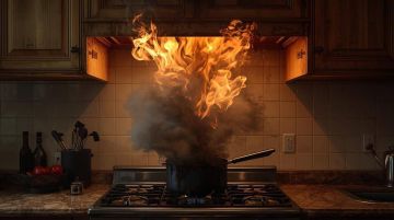 Пожар в Тирасполе. Вчера днём из-за оставленной включённой плиты загорелась кухня в частном доме