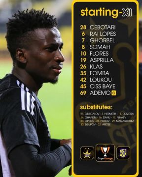 «Шериф» опубликовал стартовый состав на матч с «Дачией-Буюканы»