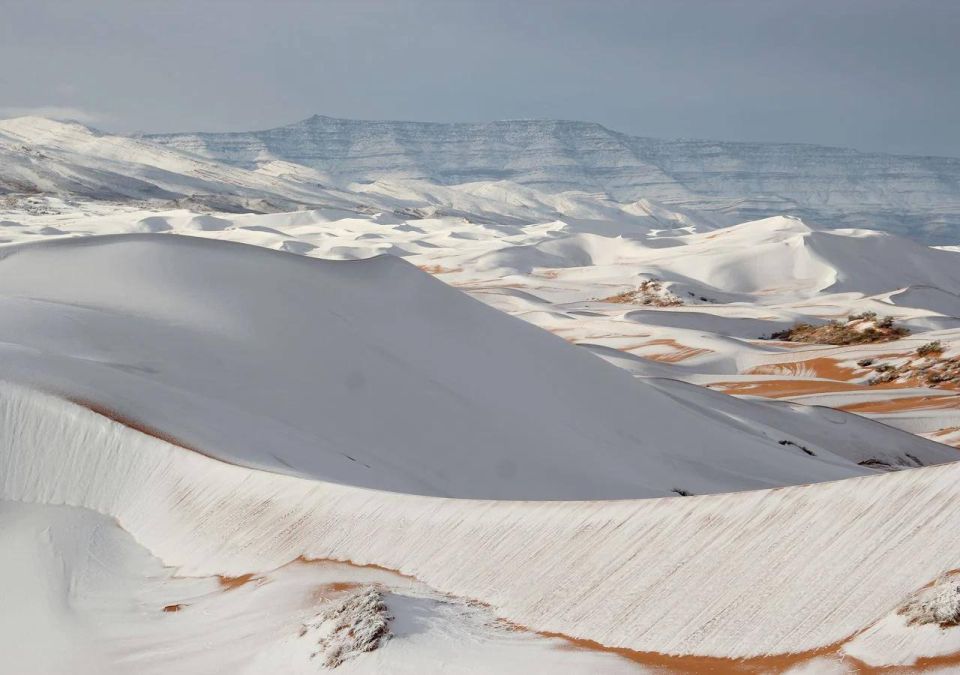 В пустыне Сахара прошёл снегопад В пустыне Сахара прошёл снегопад