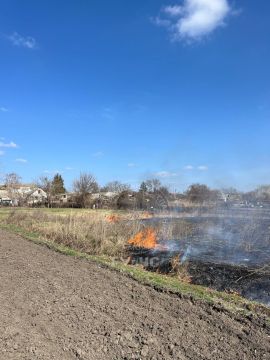 Днестровские пожарные накануне тушили возгорание камыша вдоль осушительного канала в Незавертайловке