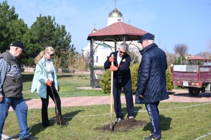 Президент Вадим Красносельский и его супруга Светлана Сергеевна на субботнике посадили дубы в сквере у воскресной школы в Александро-Невском парке в Бендерах