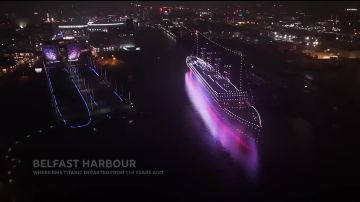 В небе над Белфастом (Северная Ирландия) появился «Титаник»