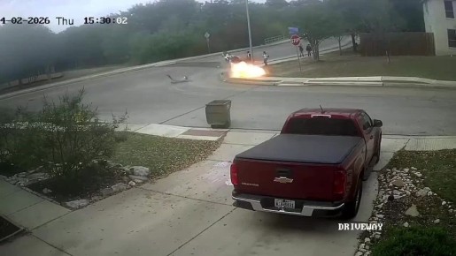 В Техасе мотоцикл устроил огненный вылет