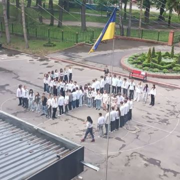 В виннице в честь дня вышиванки школьников построили в форме свастики