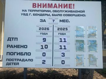 За семь месяцев года в Бендерах зарегистрировано девять дорожно-транспортных происшествий с пострадавшими