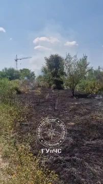 Прямо сейчас столичные пожарные тушат сухую траву на Пустыре на Балке