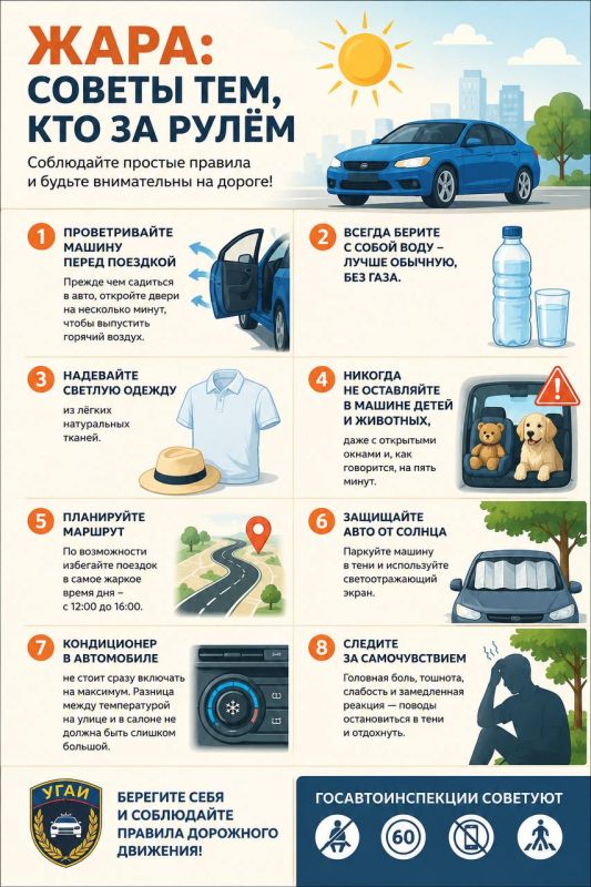 Жара и дорога: советы водителям
