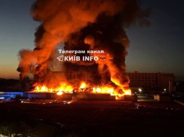 Пожар на складах/пищевом предприятии в Белой Церкви Киевской области после прилётов Гераней