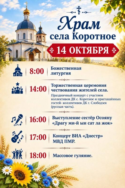 Три села Слободзейского района отметят храмовые праздники Три села Слободзейского района отметят храмовые праздники