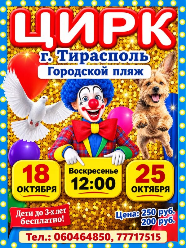 18 и 25 октября в 12:00 на территории спортивной площадки городского пляжа столицы пройдут представления цирка-шапито «EL BRAVO COMPANY»